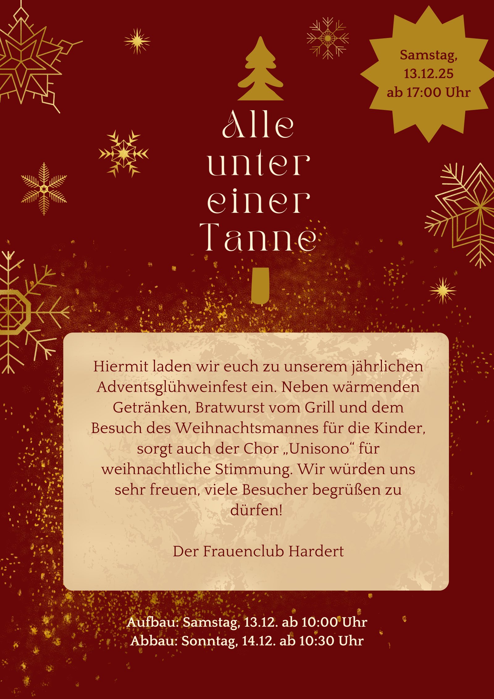 Plakatankündigung Einladung zum Adventsglühweinfest