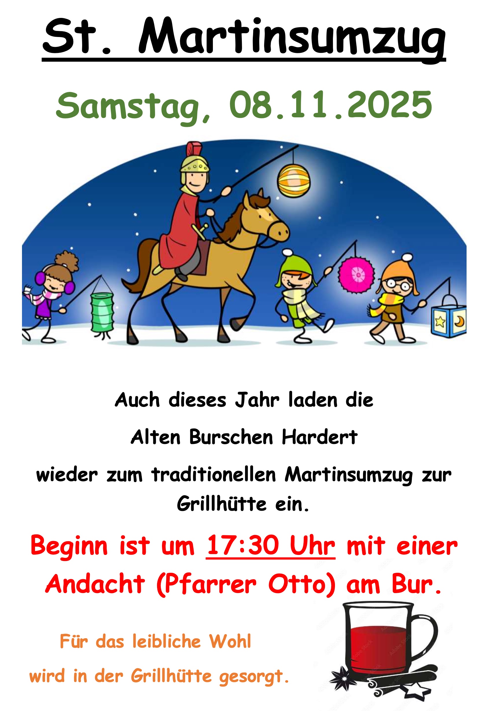 Plakatankündigung Martinsumzug mit Bild von Sankt Martin